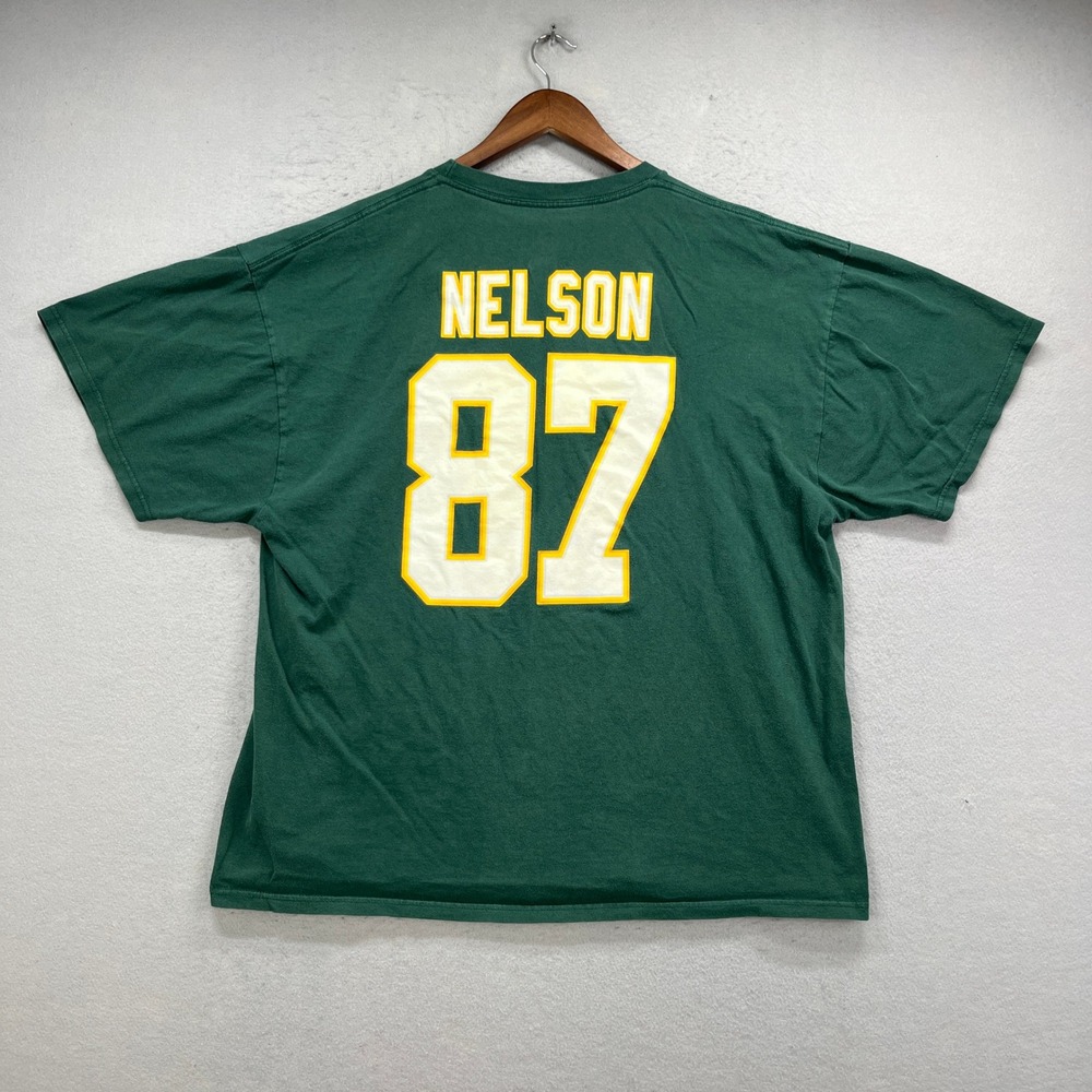 Jordy Nelson 87 Green Bay Packers T-Shirt Men 2XL Green Yellow NFL Graphic